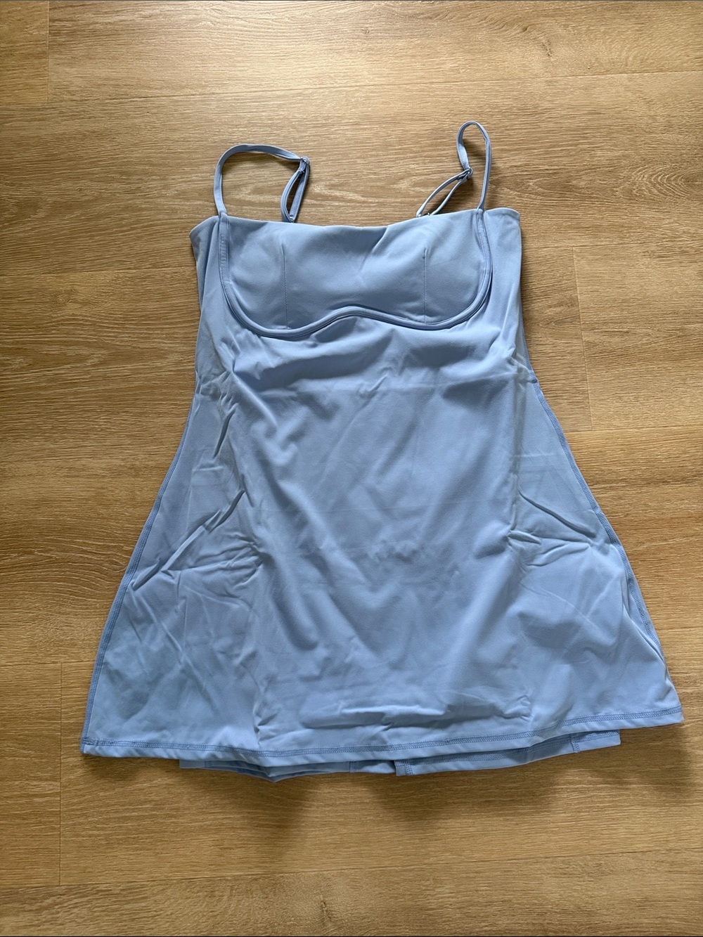 Athletic Light Blue Slip Dress with Built-In Shelf Bra